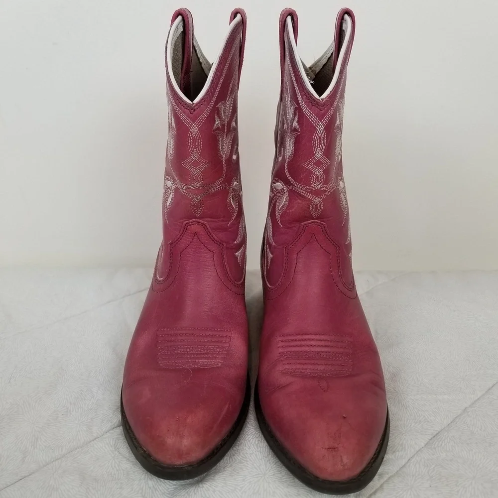 Ariat pink women's leather cowboy booties white trim western coastal cowgirl 4 - Picture 4 of 12